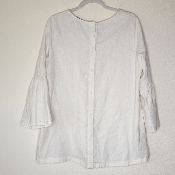 The Nines by Hatch Natural Bell 3/4 Sleeve Tiered Maternity Blouse L - Picture 3 of 5